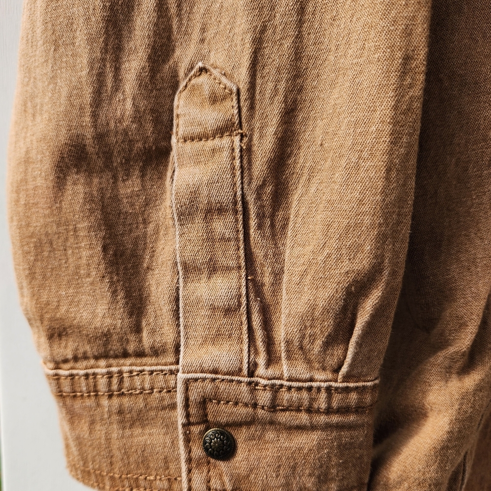 Denium Shirt Jacket Embellished Tan Kaiki 2X New with Tags - Picture 5 of 10